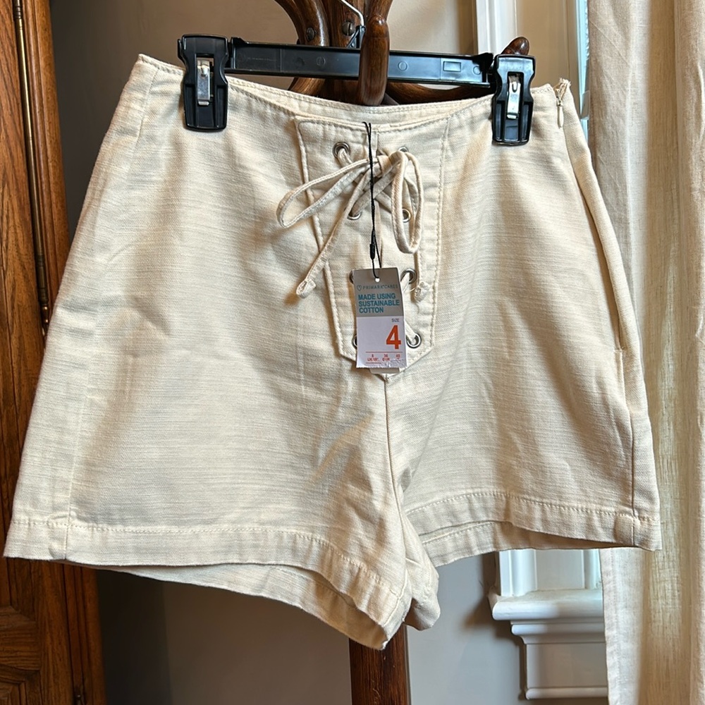 Primark Ecru Lace Up Shorts
